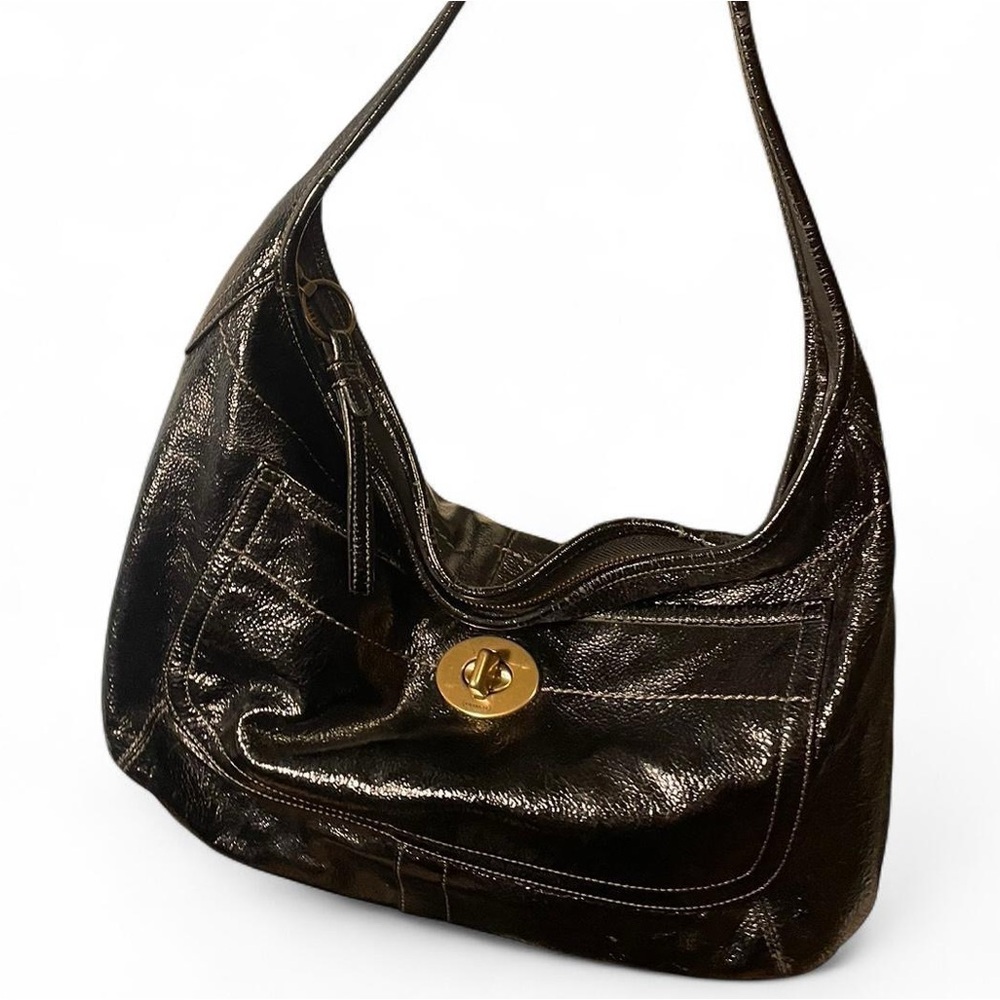 COACH Y2K vintage black patent leather ergo Turlock shoulder bag purse